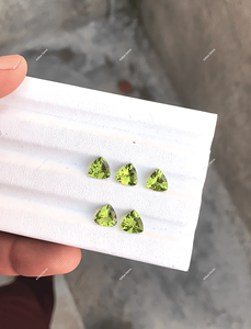 Natural Peridot Trillion Cut Loose Gemstone For Jewelry Making Faceted Certified 4mmm 5mm 6mm 8mm 10mm - Product Image 3