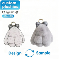 Porte-clés en peluche lapin mignon personnalisé avec nœud, doux et moelleux, pour voiture, sac à dos, sac, pendentif suspendu