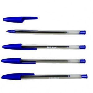 Bolígrafo Promocional Económico con Logotipo Personalizado Impreso, Carcasa Transparente, Cuerpo de Plástico Azul, Ancho de Escritura de 1.0 mm, Tinta Negra/Roja - Product Image 1