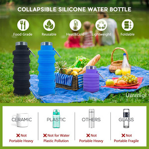 Bouteille d'eau en silicone de grande capacité, réutilisable, pliable, légère, bouteille d'eau de sport légère, bouteilles de sport légères pour le camping - Product Image 3
