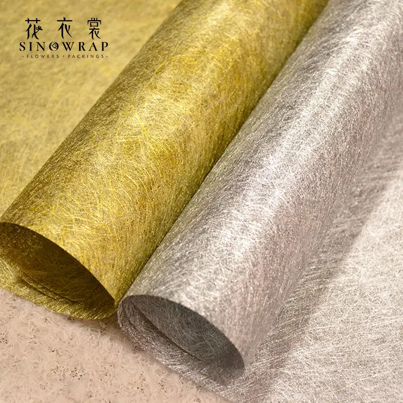 Golden Silver Metallic Color Snew Material Style Non-woven Fiber Flower Wrapping Paper