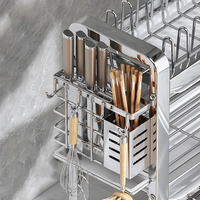 SANIPRO Égouttoir de rangement moderne multifonctionnel à trois niveaux en acier inoxydable pour bols et assiettes, meuble pour vaisselle