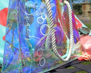 กระเป๋าพีวีซีโฮโลแกรมหรูหราพิมพ์โลโก้ได้กำหนดเองถุงผ้าพีวีซีสีรุ้งกันน้ำ - Product Image 6