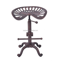 Tabouret de Bar de Siège de Selle de Tracteur en Fonte Industrielle Rétro avec Repos Arrière Chaises de Levage pour Maison Bar Hôtel Appartements