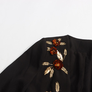 Chaquetas informales para <span class=keywords><strong>mujer</strong></span> con diseño de empalme floral elegante, <span class=keywords><strong>trajes</strong></span> y chaquetas de manga larga con cierre de un solo botón y decoración tejida - Product Image 6