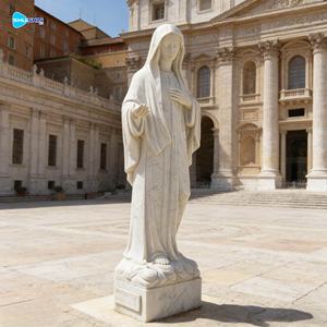 تمثال مريم العذراء من الرخام بتصميم أوروبي يدوي الصنع لحدائق ومراكز ميديوجوري الكاثوليكية - Product Image 2
