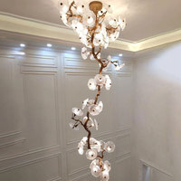 Lustres d'abat-jour en verre tout en cuivre haut de gamme personnalisés en usine VH Lampes suspendues Grand verre long tout en cuivre de luxe