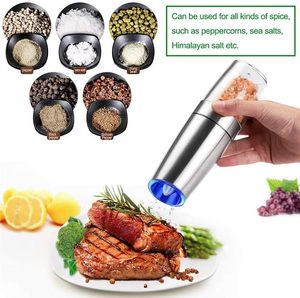 LOVFE Juego de Molinillos Eléctricos de <span class=keywords><strong>Sal</strong></span> y Pimienta por Gravedad con Grosor Ajustable, Luz LED y Funcionamiento a Pilas - Product Image 2
