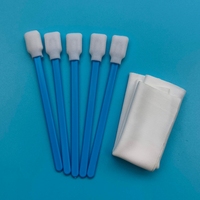 Kit de nettoyage d'imprimante avec écouvillons jetables en mousse PP bleue à pointe rectangulaire et lingettes en polyester