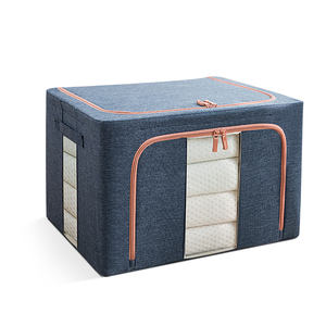 2020 venta al por mayor de Color sólido ropa de poliéster plegable caja de almacenamiento para edredón de almacenamiento plegable organizador caja con ventana de PVC - Product Image 2