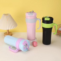 Nouvelle tasse isotherme en acier inoxydable à motif diamant avec poignée et paille, grande capacité, pour usage extérieur