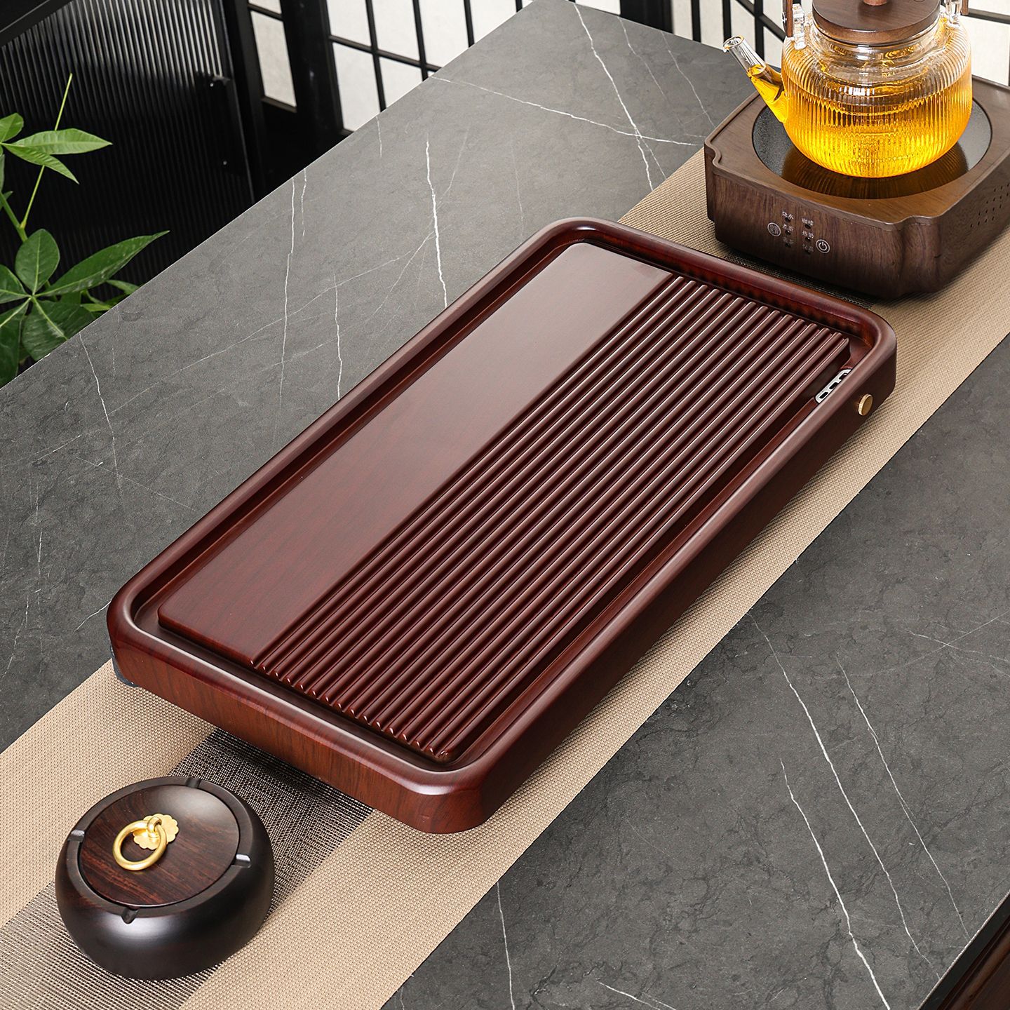 Semi-bakery wood style with red peony grain, 50x28x3cm