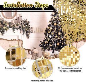 Квадратные черные панели с пайетками для декора стен, серебристые блестящие панели для свадебного оформления - Product Image 5