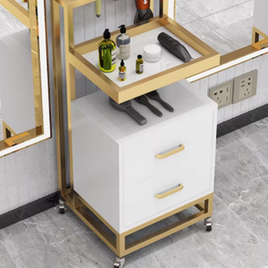 लक्जरी सस्ते नाई सोप फर्नीचर स्टेनलेस स्टील स्टाइलिंग सैलून उपकरण सौंदर्य हेयर सैलून उपकरण सौंदर्य हेयर सैलून और दराज के साथ ट्रॉली - Product Image 5