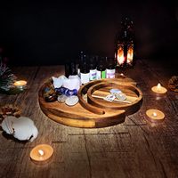 Plateau de lune en bois d'acacia support de cristal pour pierres cristaux de guérison stockage présentoir en cristal porte-huile essentielle plat de bijoux de lune