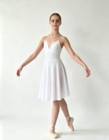 Robe de danse lyrique blanche pour filles, bretelles spaghetti, col en V, jupe longue, costume de danse moderne et contemporaine pour spectacle sur scène