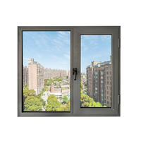 Ventana Abatible Moderna de Aleación de Aluminio, Insonorizada, con Barandilla de Seguridad para Balcón, Puertas y Ventanas con Rotura de Puente Térmico, Serie 110
