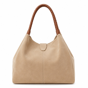 Bolso de Hombro/Bolso de Mano Minimalista para Mujer, de Gran Capacidad, en Ante Sintético Blanco - Product Image 4