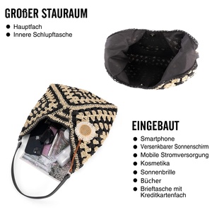 โรงงานโบชิโฮ ขายส่งกระเป๋าฟาง กระเป๋าสะพายไหล่ทรงโฮโบสำหรับฤดูร้อน กระเป๋าถือผู้หญิงสไตล์วินเทจ น้ำหนักเบา พับเก็บได้ กระเป๋าเดินทางไปทะเล - Product Image 2