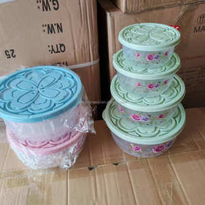 סיטונאי זול מקרר קופסא טרי מיכל אחסון מזון פלסטיק עם מכסה פרחים - Product Image 5