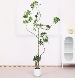 Planta verde de simulación, pie de pato, madera, luz de gama alta, sala de estar interior de lujo, planta de suelo en maceta grande, bonsái - Product Image 1