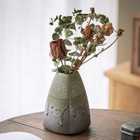Vase de table en céramique de style Janpandi Ikebana, petit, oriental, Wabi-Sabi, glaçure bronze, design rustique antique pour plantes hydroponiques