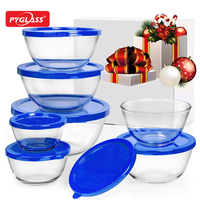 Pyglass Offre Spéciale – Ensemble de 7 Bols à Salade en Verre, Bols Mélangeurs Empilables Polyvalents pour Cuisine et Fêtes