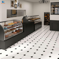 Vente Flash : Carrelage en Porcelaine Diagonal Noir et Blanc Brillant 800x800mm pour Sols Commerciaux Modernes, Salles de Bain et Couloirs