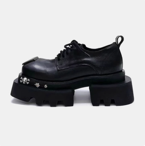 <span class=keywords><strong>Scarpe</strong></span> da corsa per moto da <span class=keywords><strong>uomo</strong></span> e ragazza con maggiore altezza, Sole spessa, antiscivolo e vera pelle nera resistente all'usura - Product Image 1