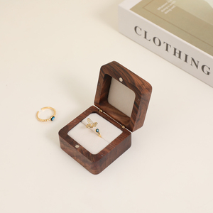 Custom Engraved Solid Wood <b>Ring</b> Holder <b>Box</b> Velvet Interior Double <b>Ring</b> Display Case for Wedding - Product Image 2
