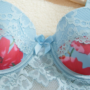 เซ็ตชุดชั้นในเดรสยาวลูกไม้ซีทรูเซ็กซี่พิมพ์ลายดอกไม้ดีไซน์ใหม่ - Product Image 4