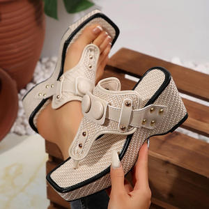 Sandalias de Verano para Mujer, Nuevo Estilo, Talla Grande, Punta Abierta, Plataforma con Tacón Grueso, Hebillas Metálicas, Sandalias de Playa - Product Image 6