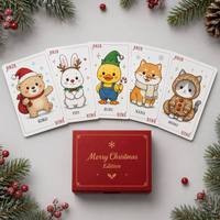 Cartes à Jouer de Noël KOKO Friends, Coffret Cadeau en Papier 300gsm, Boîte Magnétique à Noyau Noir et Dorure Or, Bords Rouges Dorés, Écologique, Pour Toute la Famille