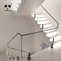 Chuanlan Design moderne main courante en aluminium satiné garde-corps en verre pour escalier balcon terrasse piscine Villa piscine pince en verre