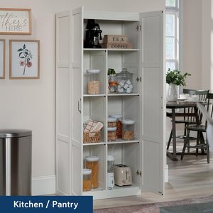 Armoire <span class=keywords><strong>de</strong></span> cuisine moderne à double porte en bois, 4 étagères réglables, durable, montage facile, écologique, <span class=keywords><strong>buffet</strong></span> pour salle à manger - Product Image 2