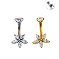 Vente chaude alliage de titane étoile à cinq branches nombril anneau Zircon nombril ongles F136 mode Piercing bijoux