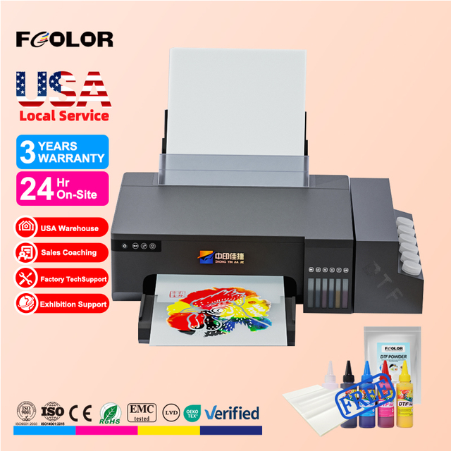 FCOLOR New Model Smart DTF Printer Easy-to-Operate Direct to Film A4 DTF Printer on T-shirt