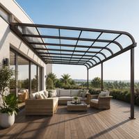 Auvent rétractable motorisé moderne en alliage d'aluminium et acrylique pour terrasse, caravane et patio extérieur