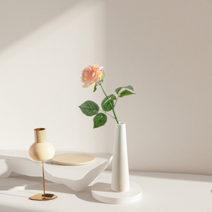 Jarrón de Cerámica de Porcelana Blanca Mate Contemporáneo de Alta Calidad, Hecho a Mano, para Decoración de Arte Minimalista para el Hogar - Product Image 3