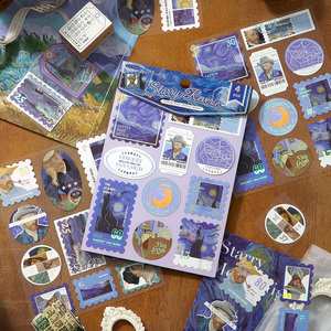 Pack d'autocollants SIMNO Vintage Fanciful Retro Postage Stamp Style Impressionism Oil Painting pour collage artistique et artisanat fait main - Product Image 2