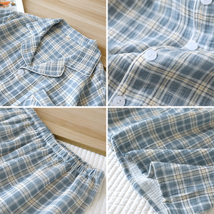 <span class=keywords><strong>Pigiama</strong></span> Estivo <span class=keywords><strong>da</strong></span> <span class=keywords><strong>Uomo</strong></span> a Quadri Traspirante, Maniche Corte e <span class=keywords><strong>Pantaloncini</strong></span>, in Puro Cotone a Doppio Strato, Sottile e Lavabile in Lavatrice - Product Image 2