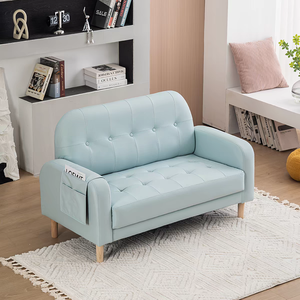 Canapé 2 places moderne et minimaliste en lin mélangé bleu nordique, idéal pour salon, petit espace ou <span class=keywords><strong>location</strong></span> d'appartement - Offre Spéciale - Product Image 3