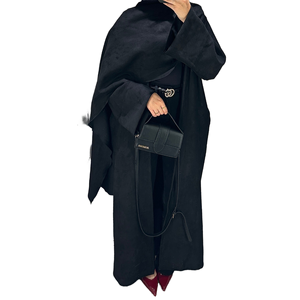 Abaya Cardigan Kimono Cape pour Femme 2026 Sharut Ramadan Eid Dubaï Turquie, en Crêpe Velours, Coupe Trapèze, Solide, Respirant, Ouvert sur le Devant, Style Islamique - Product Image 1