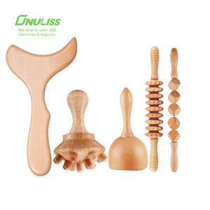 Rodillo de madera para masaje de espalda, masajeador de pies con ruedas de madera, doble rodillo - Product Image 2