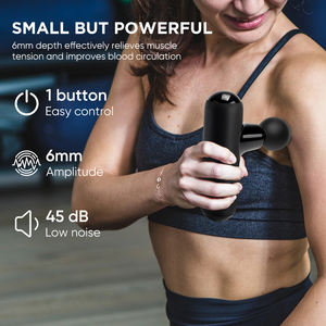 <span class=keywords><strong>Mini</strong></span> pistola de masaje corporal fuerte vibración 5 engranajes <span class=keywords><strong>4</strong></span> cabezales de masaje pistola de Fascia portátil eléctrica larga espera pistola de masaje de tejido profundo - Product Image 5