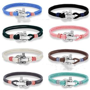 Bracelet en Corde Milanaise Multicolore en Forme de U pour Hommes, en Acier Inoxydable et Cordon en Nylon, Fait Main, Cadeau Marin, Vente en Gros - Product Image 2