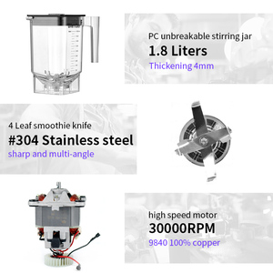 Commercial Blender Smoothie Machine Quiet Professional Fruit Juicers and Blenders for Milk Tea Shop Touch <b>Screen</b> Commercial Blen - Product Image 2