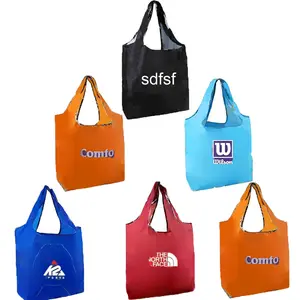 Cheap Customize Ripstop Reusable Foldable Folding Tote Polyester Nylon Shopping Bag