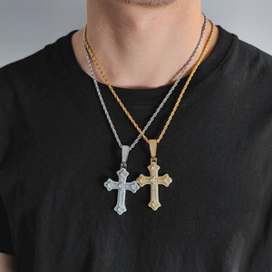 New Arrival Hip Hop Jewelry Full Pave Diamond <strong>Cross</strong> <strong>Pendant</strong> Women 18k <strong>Gold</strong> Plated Christian <strong>Cross</strong> <strong>Pendant</strong> Necklace - Product Image 3