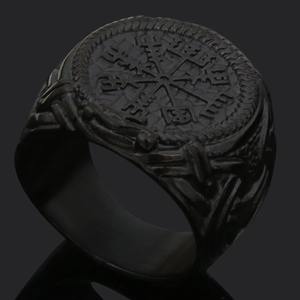 Anillo Vikingo Vintage con Martillo de Thor, Colgante con Cabeza de Lobo Nórdico, Accesorio Religioso para Hombre, Aleación de Zinc Negro Plateado - Product Image 4